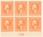6c red orange Washington block of six