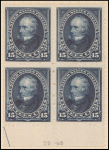 15c dark blue Clay block of four