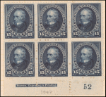 15c dark blue Clay block of six