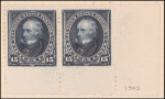 15c dark blue Clay horizontal pair