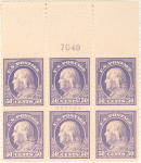 50c violet Franklin block of six