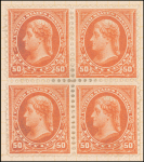 50c orange Jefferson block of four
