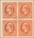 50c orange Jefferson block of four