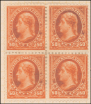 50c orange Jefferson block of four