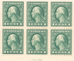 1c green Washington block of six