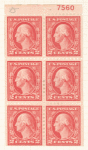 2c carmine Washington booklet pane of six