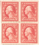 2c rose Washington block of four