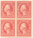 2c rose Washington block of four