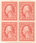 2c rose Washington block of four