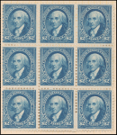 $2 bright blue Madison block of nine