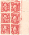 2c rose Washington block of six