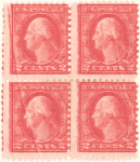 2c rose Washington block of four