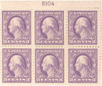 3c violet Washington block of six