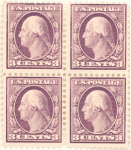 3c violet Washington block of four