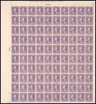 3c violet Washington pane of one hundred
