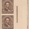 4c dark brown Lincoln proof strip of four