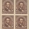 4c dark brown Lincoln proof block of four