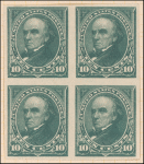 10c dark green Webster proof block of four