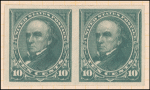 10c dark green Webster proof horizontal pair