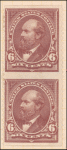 6c dull brown Garfield vertical pair imperforate horizontally