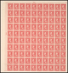 5c rose Washington pair in 2c rose Washington pane of one hundred