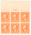 6c red orange Washington block of six