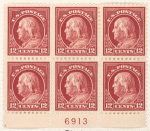 12c claret brown Franklin block of six