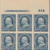 1c blue Franklin proof block of six