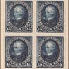 15c dark blue Clay proof block of four