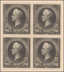 $1 black Perry proof block of four