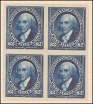 $2 bright blue Madison proof block of four