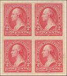 2c carmine Washington proof block of four