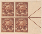 5c chocolate Grant proof block of four