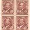 6c dull brown Garfield proof block of four