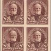 8c violet brown Sherman proof block of four