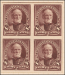 8c violet brown Sherman proof block of four