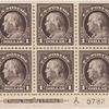$1 violet brown Franklin block of six