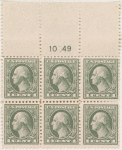 1c gray green Washington block of six