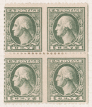 1c gray green Washington block of four