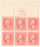 2c carmine Washington block of six