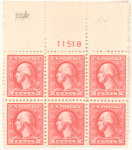 2c carmine Washington block of six