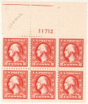 2c carmine Washington block of six