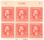 2c carmine Washington block of six