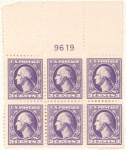 3c purple Washington block of six