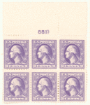 3c purple Washington block of six