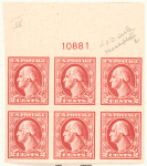 2c carmine rose Washington block of six