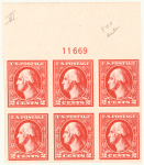 2c carmine Washington block of six