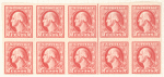 2c carmine rose Washington block of ten
