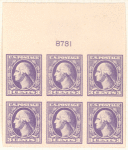 3c violet Washington block of six