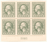 1c gray green Washington block of six